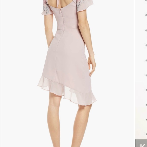 Chi Chi London Bryleigh Asymmetrical Rose Embroidered Dress Size 8